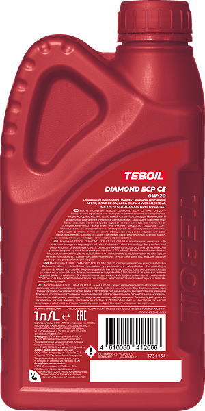 Синтетическое моторное масло TEBOIL DIAMOND ECP C5 0W-20